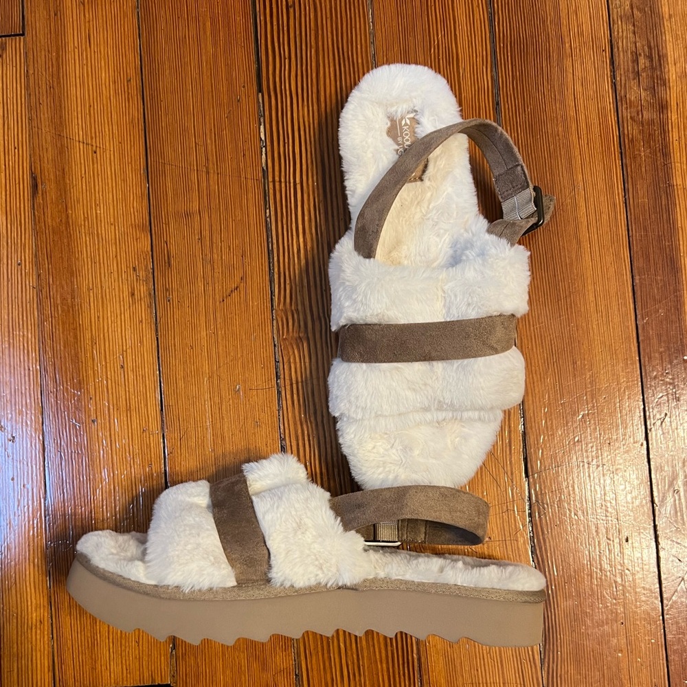 Koolaburra‎ UGG Fuzz'd Out Adjustable Slide Sandals size 10 NWT